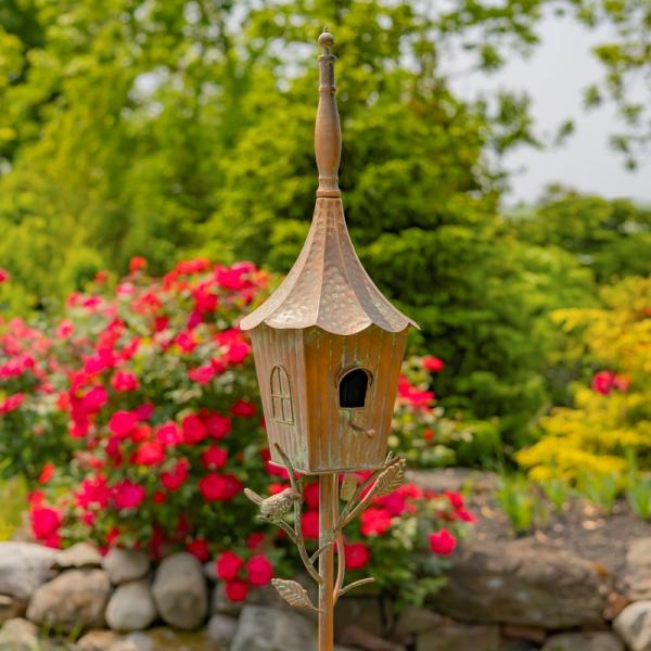 Backyard Birding |  66" Iron Antique Copper Birdhouse Stake Backyard Birding Backyard Birding