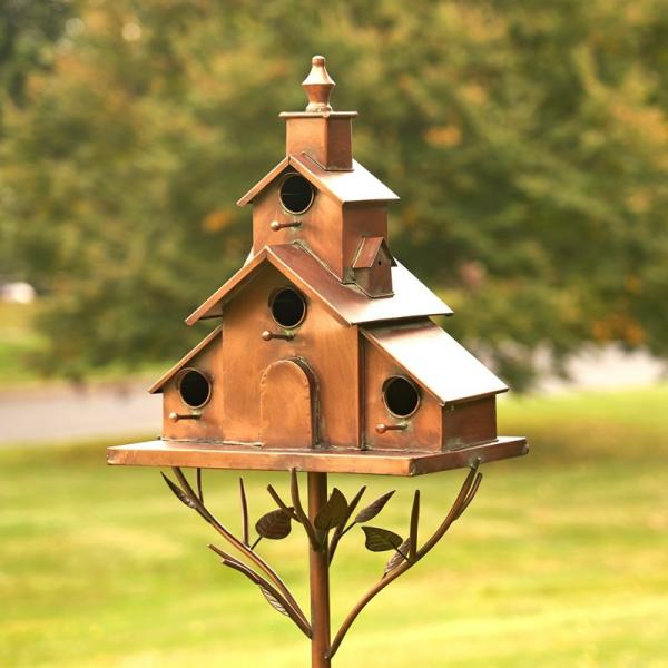 Backyard Birding |  Antique Copper Church Style Birdhouse Stake Backyard Birding Backyard Birding