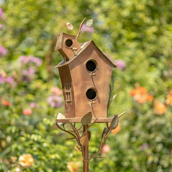 Backyard Birding |  Copper Finish A-Frame Birdhouse With Double Holes Backyard Birding Backyard Birding