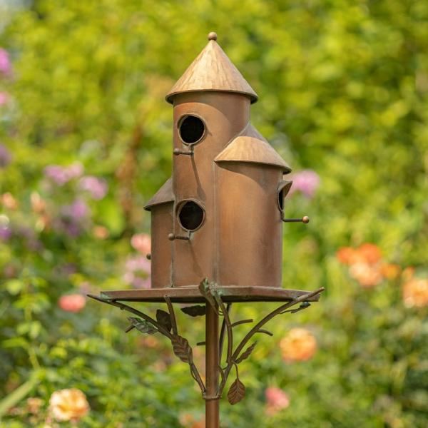 Backyard Birding |  Copper Finish Tall Cylinder Triple Birdhouse Backyard Birding Backyard Birding