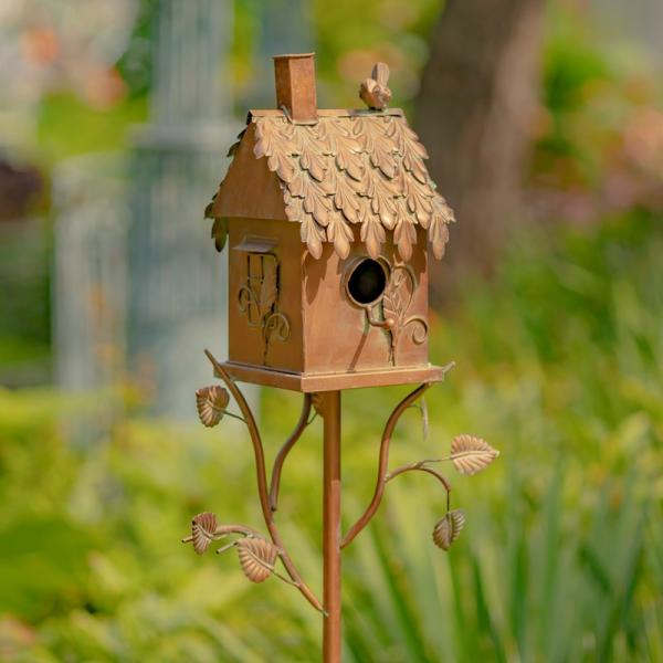 Backyard Birding |  Country Style Birdhouse Stake With Chimney Backyard Birding Backyard Birding