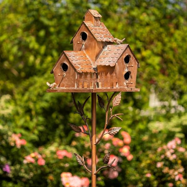 Backyard Birding |  Country Style Iron Birdhouse Stake "New Britain" Backyard Birding Backyard Birding