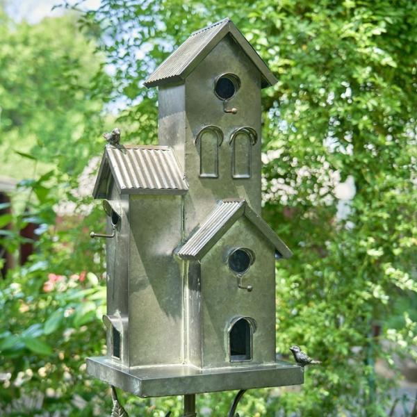 Backyard Birding |  Galvanized Condo Birdhouse Stake Backyard Birding Backyard Birding