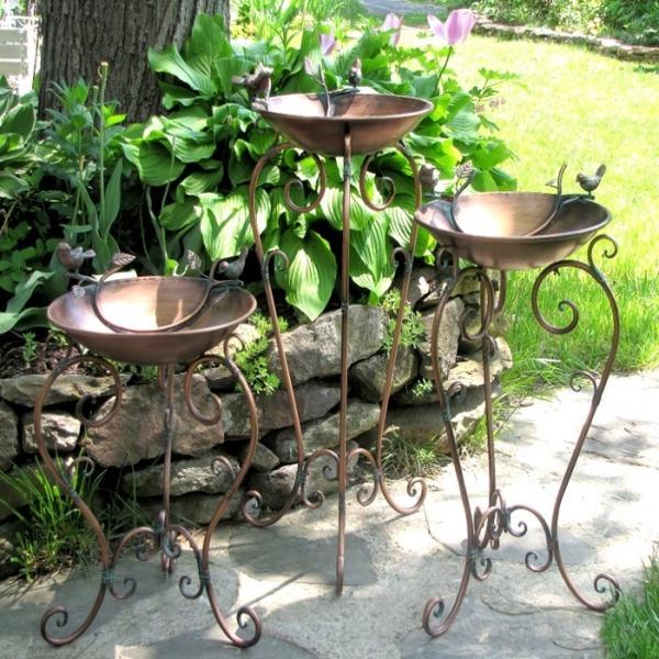 Backyard Birding |  Ornate Antique Copper Birdbath (Set Of 3) Backyard Birding Backyard Birding