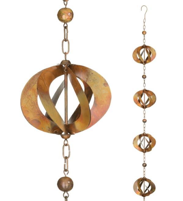 Garden Accents |  100" Copper Spinner Rain Chains (Set Of 2) Garden Garden Accents