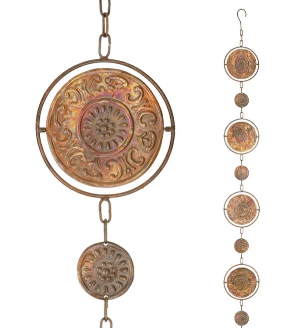 Garden Accents |  100" Medallion Spinner Rain Chains (Set Of 2) Garden Garden Accents