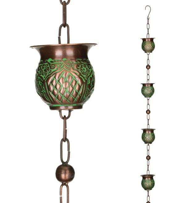 Garden Accents |  100" Patina Pot Rain Chains (Set Of 2) Garden Garden Accents