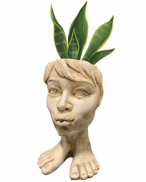 Garden Accents |  13" Tia Maria Face Planter – Antique White Garden Garden Accents