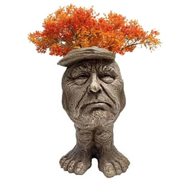 Garden Accents |  14.5" Trump Face Planter – Stone Wash Garden Garden Accents