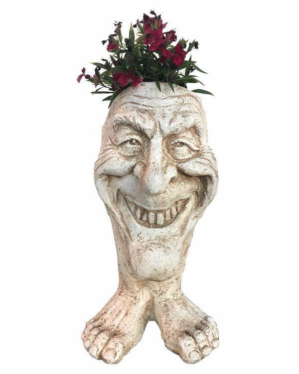 Garden Accents |  17" Lucky Face Planter – Antique White Garden Garden Accents