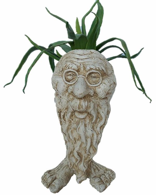 Garden Accents |  18" Great Grandpa "Rip" Face Planter – Antique White Garden Garden Accents