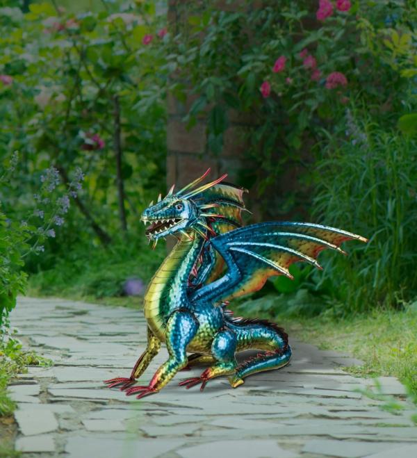 Garden Accents |  18" Green Mystic Dragon Decor Garden Garden Accents