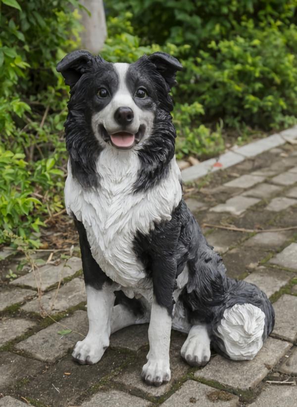 Garden Accents |  20" Border Collie Sitting "Ultra-Realistic" Garden Garden Accents