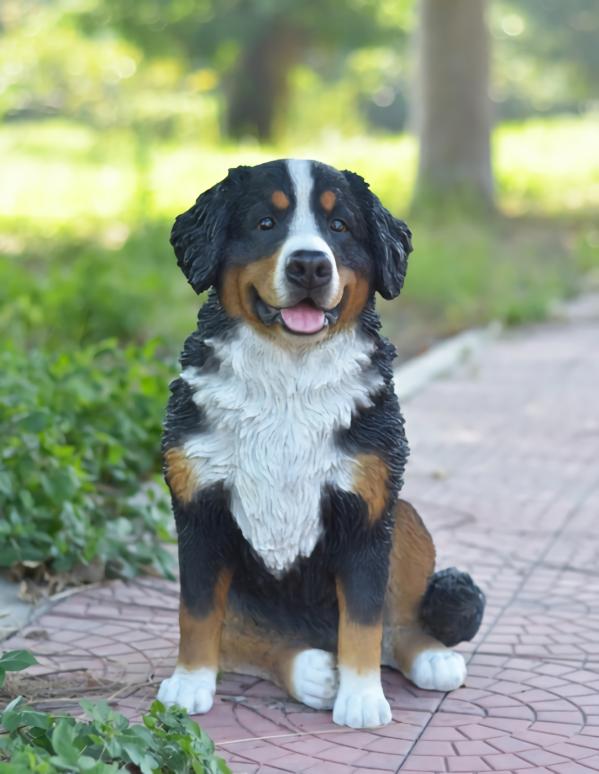 Garden Accents |  21.5" Bernese Mountain Dog Sitting "Ultra-Realistic" Garden Garden Accents