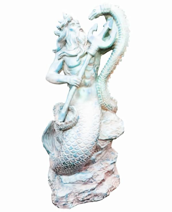 Garden Accents |  22" Poseidon Statue – Antique White Garden Garden Accents