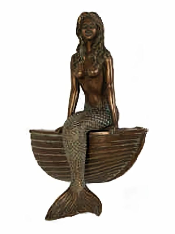 Garden Accents |  23" Sitting Mermaid W/Bronze Finish Boat Garden Garden Accents