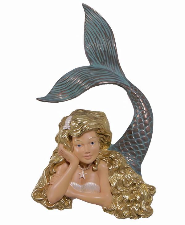 Garden Accents |  25" Resting Mermaid Wall Art – Golden Blonde Garden Garden Accents