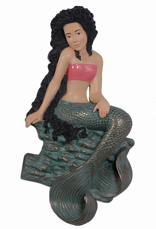 Garden Accents |  25" Sitting Mermaid Wall Art – Brunette Garden Garden Accents