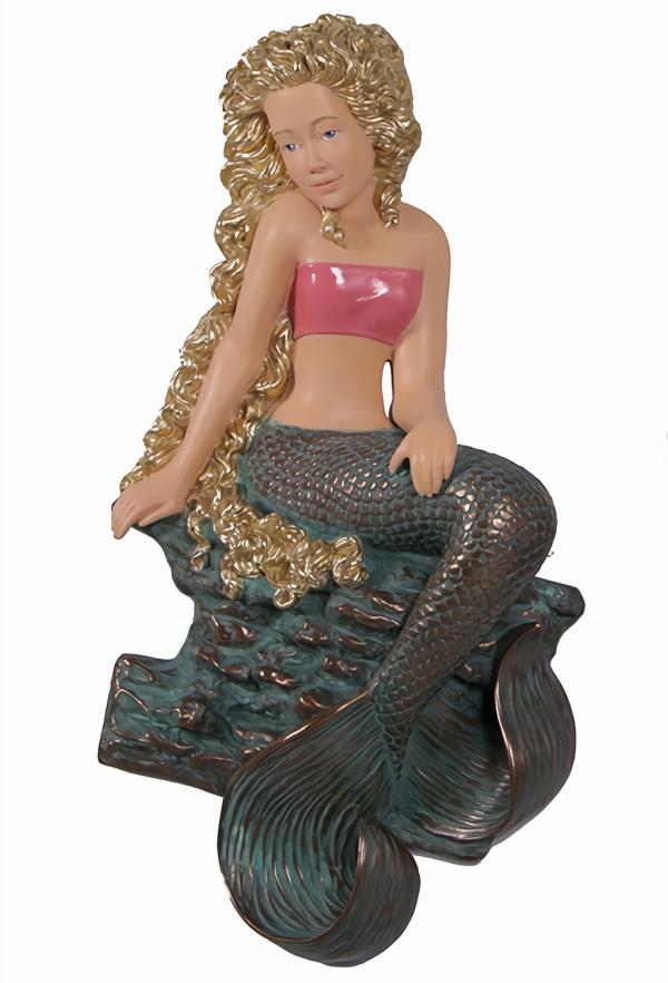 Garden Accents |  25" Sitting Mermaid Wall Art – Golden Blonde Garden Garden Accents