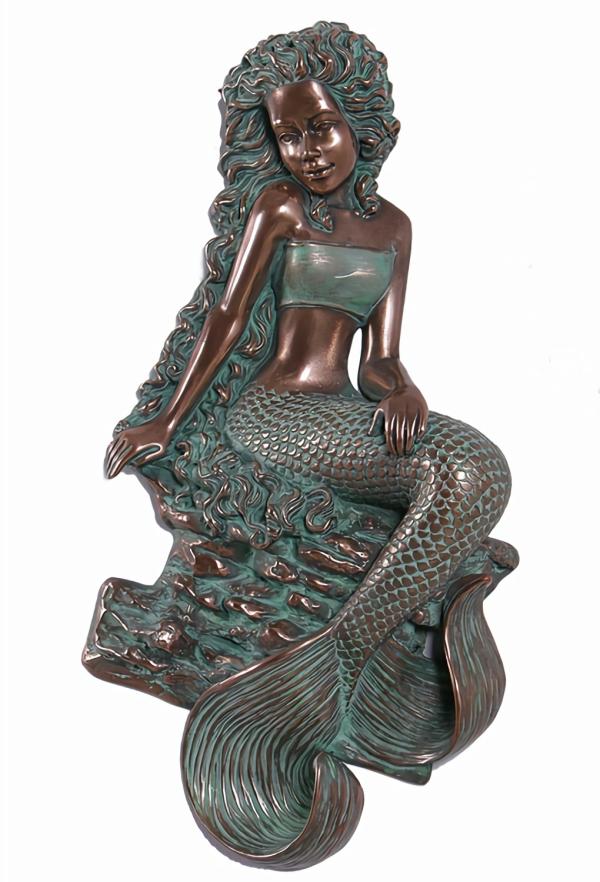 Garden Accents |  25" Sitting Mermaid Wall Art – Verde Bronze Garden Garden Accents