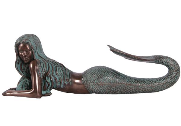 Garden Accents |  32" Peaceful Seaside Mermaid – Verde Bronze Garden Garden Accents