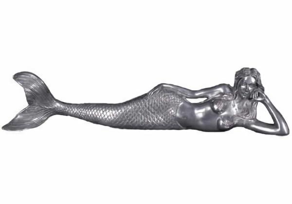 Garden Accents |  39" Dreamy Mermaid Lying Statue – Aluminum Finish Garden Garden Accents