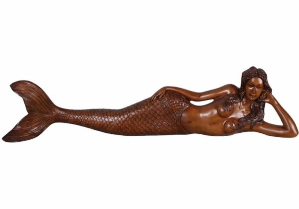 Garden Accents |  39" Dreamy Mermaid Lying Statue – Wood Finish Garden Garden Accents