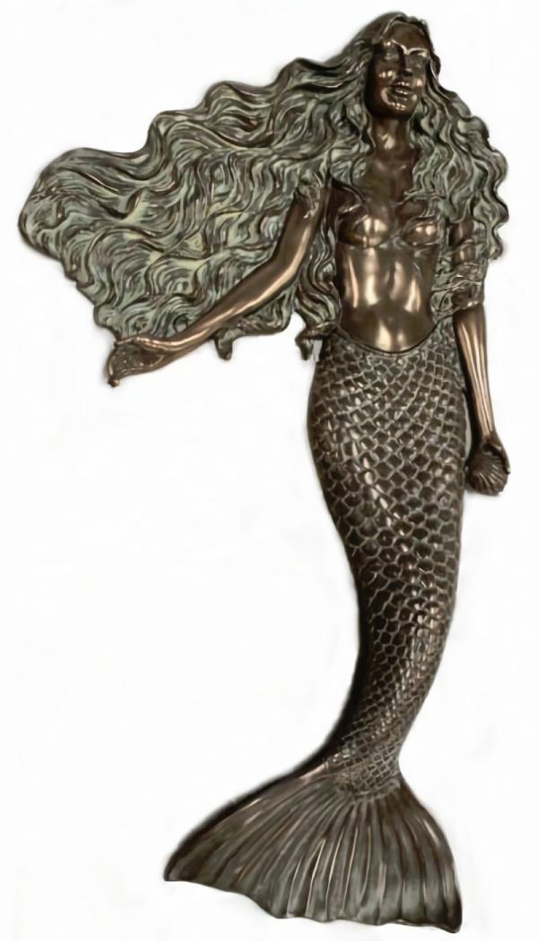 Garden Accents |  56" Wall Mermaid – Greenish Bronze Garden Garden Accents