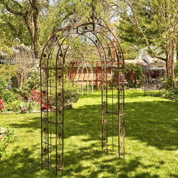 Garden Accents |  8.5′ Tall Iron Garden Arch – Antique Bronze Garden Garden Accents