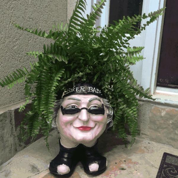 Garden Accents |  Biker Babe Face Planter Garden Garden Accents