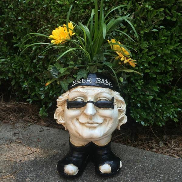 Garden Accents |  Biker Babe Face Planter – Antique Finish Garden Garden Accents