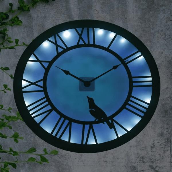 Garden Accents |  Bird Solar Clock Garden Garden Accents