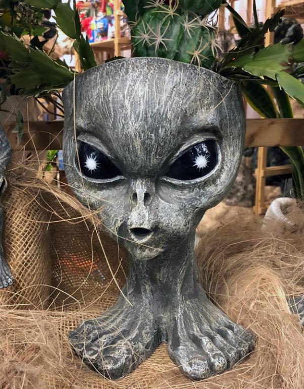 Garden Accents |  Brother "Roswell" Alien Planter – Gray Finish Garden Garden Accents