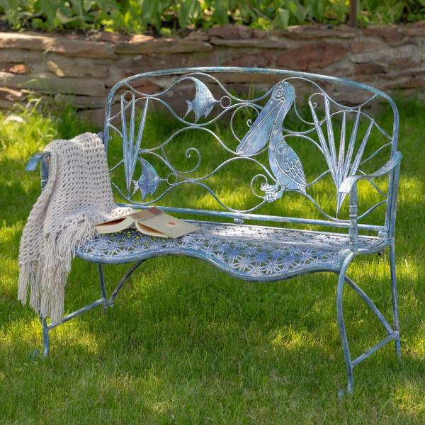 Garden Accents |  Coastal Pelican Bench Garden Garden Accents