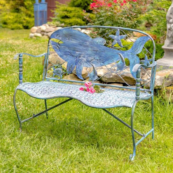 Garden Accents |  Coastal Whale Bench Garden Garden Accents