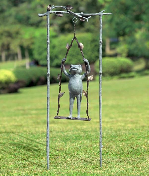 Garden Accents |  Daredevil Frog On Swing Garden Stake Garden Garden Accents