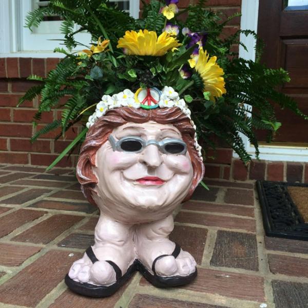 Garden Accents |  Hippie Chick Face Planter – Janice Garden Garden Accents