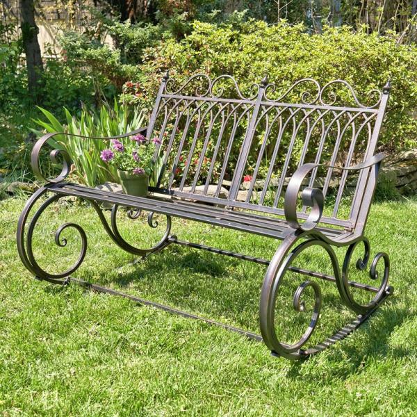 Garden Accents |  Iron Rocking Garden Bench – Antique Bronze Garden Garden Accents