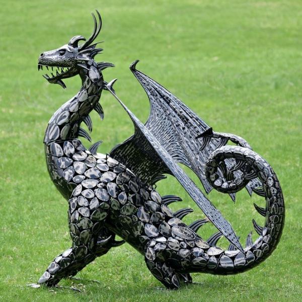 Garden Accents |  Large Metal Dragon Statue W/ Open Wings Garden Garden Accents