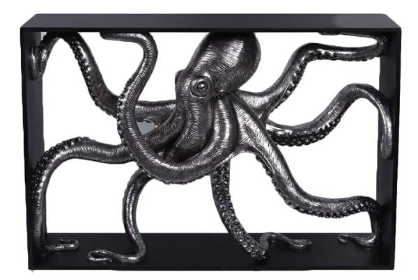 Garden Accents |  Large Octopus Entryway Lobby Table – Black & Silver Garden Garden Accents