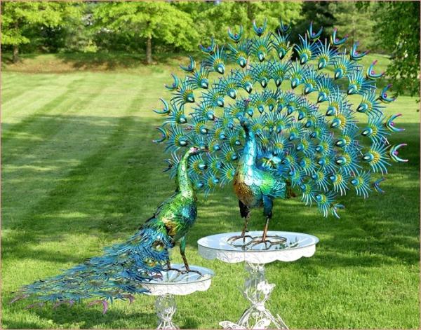 Garden Accents |  Large Peacocks W/Colorful Feathers (Set Of 2) Garden Garden Accents