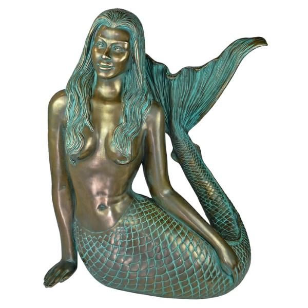 Garden Accents |  Large Sultry Mermaid Statue – Blue Verde Finish Garden Garden Accents