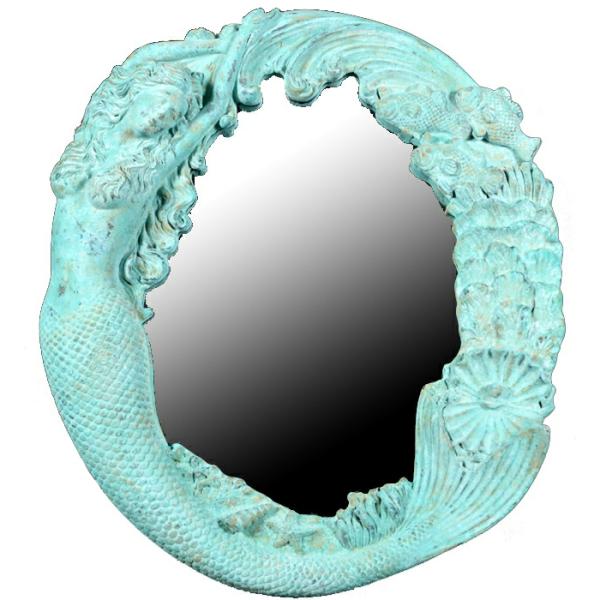 Garden Accents |  Long Hair Mermaid’s Reef Mirror – Shipwreck Finish Garden Garden Accents