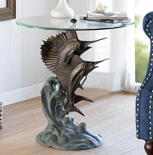 Garden Accents |  Marlin & Sailfish End Table Garden Garden Accents