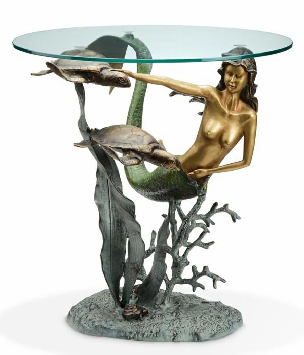 Garden Accents |  Mermaid And Sea Turtles End Table Garden Garden Accents