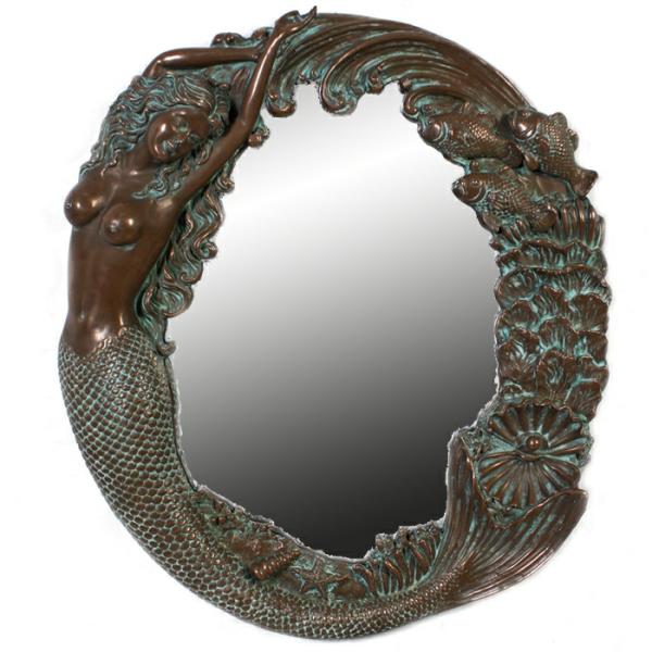 Garden Accents |  Nude Mermaid’s Reef Mirror – Bronze Green Finish Garden Garden Accents