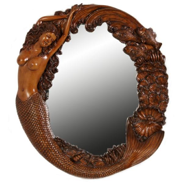 Garden Accents |  Nude Mermaid’s Reef Mirror – Wood Finish Garden Garden Accents