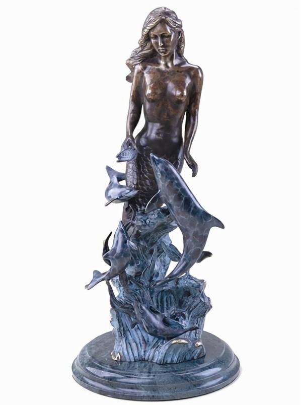 Garden Accents |  Oceanic Mermaid W/Dolphins Statue Garden Garden Accents