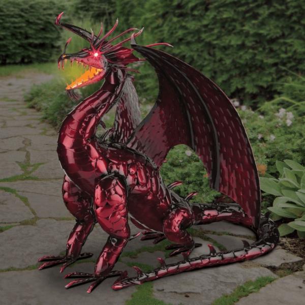 Garden Accents |  Red Solar Dragon Decor Garden Garden Accents