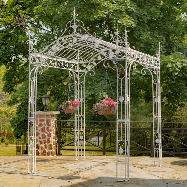 Garden Accents |  Regal Arched Garden Gazebo – Antique White Garden Garden Accents